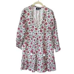 Madison Mathews Folly Long Sleeve Floral Pink and White Mini Dress Size S